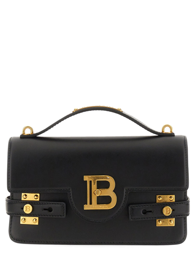 Shop Balmain B-buzz 24 Leather Bag In Nero