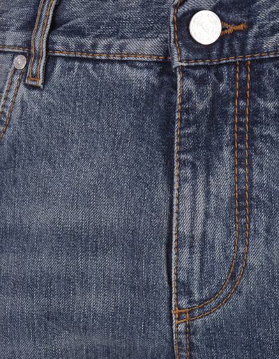 Shop Etro Vintage Cotton Denim Jeans With Logo In Blu