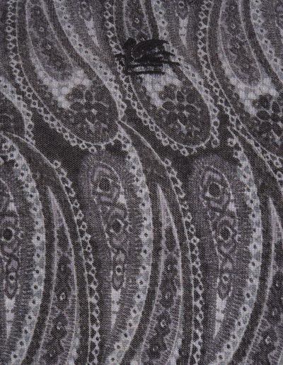 Etro Grey Pullover With All-over Paisley Inlay In Grigio