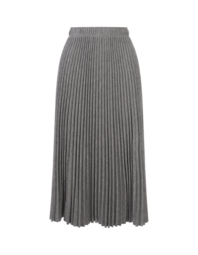 Shop Ermanno Scervino Grey High Waist Pleated Midi Skirt In Grigio
