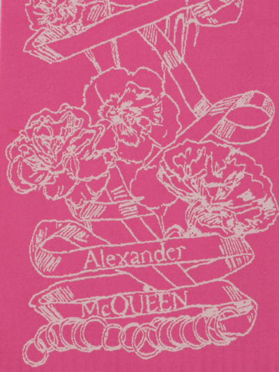 Shop Alexander Mcqueen Ribbon Skull Scarf In Welsh Red/psyc Pink