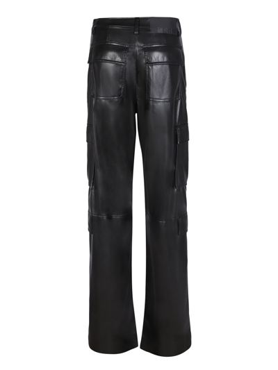Shop Msgm Soft Eco Leather Black Cargo Trousers