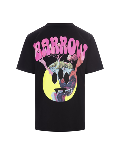 Shop Barrow Black T-shirt With Graphic Print And Shiny  Lettering In Nero