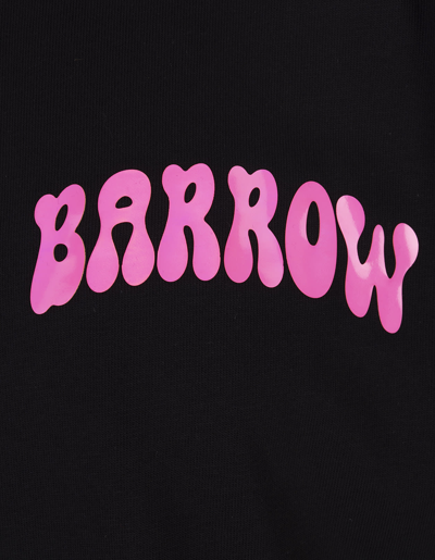 Shop Barrow Black T-shirt With Graphic Print And Shiny  Lettering In Nero