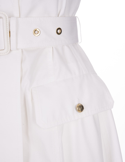Shop Alexander Mcqueen White Military Flared Dress In Bianco