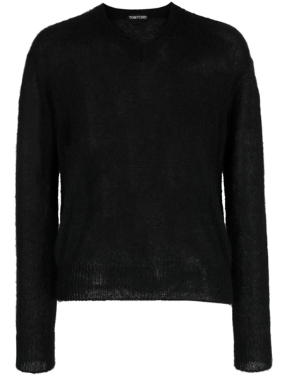 Shop Tom Ford V-neck Mohair-blend Sweater - Men's - Mohair/wool/polyamide In Black