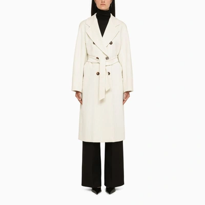 Shop Max Mara Madame Double-breasted Coat In White