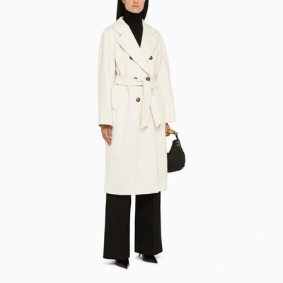 Shop Max Mara Madame Double-breasted Coat In White