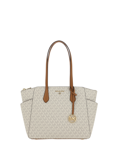Shop Michael Kors Marilyn Medium Shoulder Bag In Vanilla/acrn