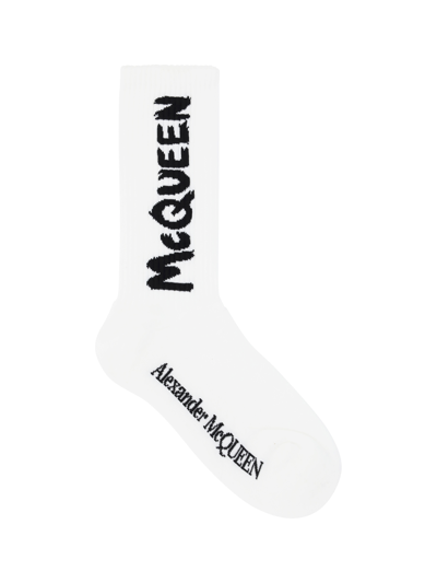 Shop Alexander Mcqueen Socks In Black/ivory