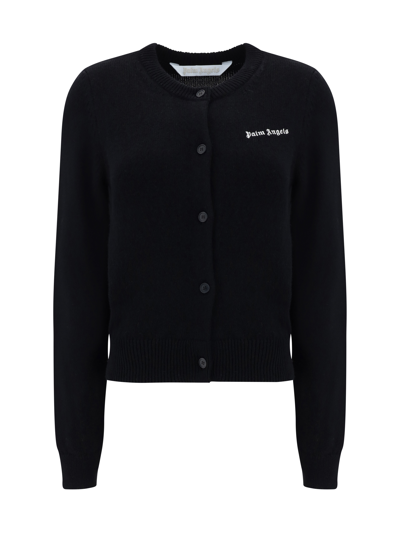 Shop Palm Angels Cardigan In Black Whit