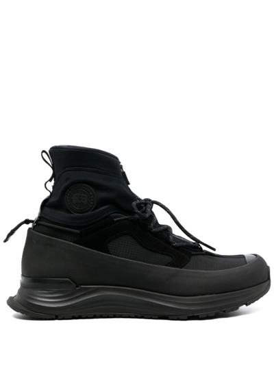 Shop Canada Goose Glacier Trail High-top Sneakers - Men's - Fabric/rubber/calf Leather/fabricrubber In Black