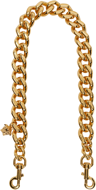 Shop Versace Gold 'la Medusa' Shoulder Strap In 3p000 Gold