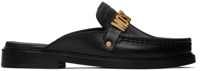 Shop Moschino Black Logo Lettering Loafers In 000 Nero