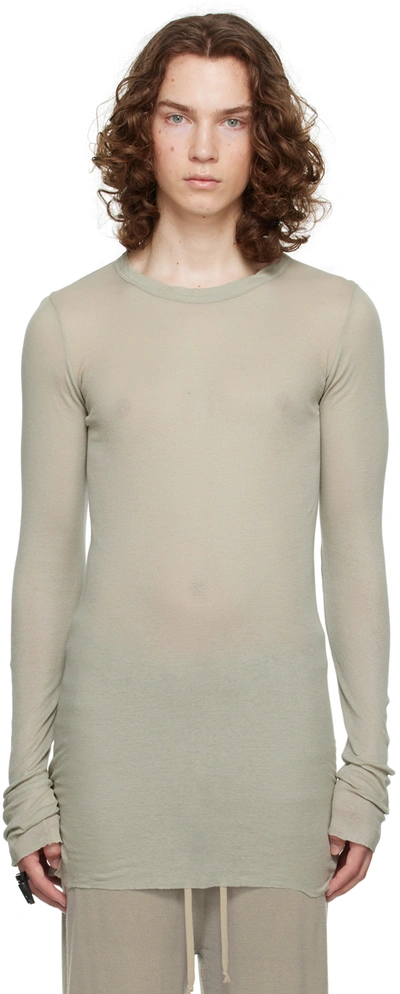 Shop Rick Owens Off-white Rib Long Sleeve T-shirt In 08 Pearl
