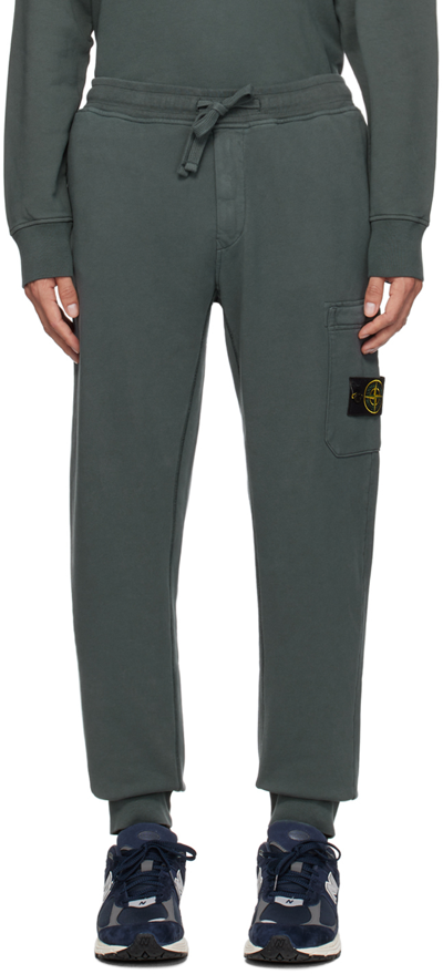 Shop Stone Island Gray Drawstring Sweatpants In V0062 Lead Grey
