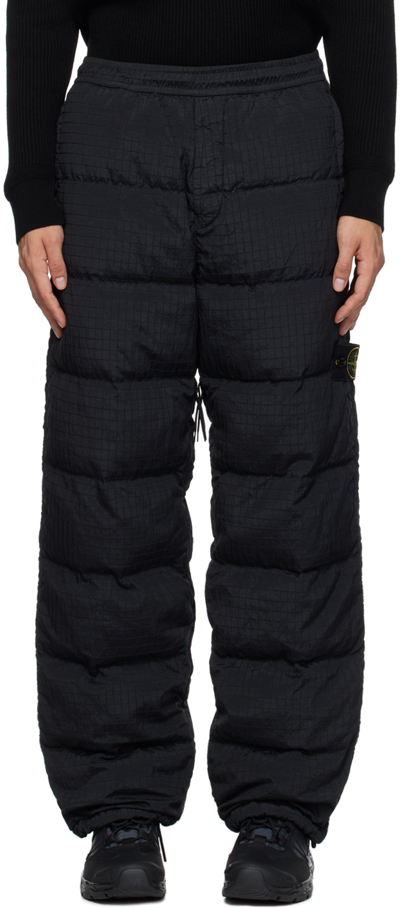 Shop Stone Island Black Quilted Down Sweatpants In V0029 Black