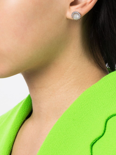 Hzmer Jewelry Pearl Stud Earrings In Silver