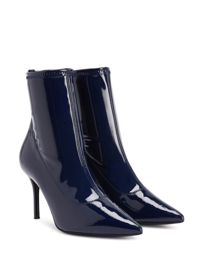 Shop Giuseppe Zanotti Mirea 90mm Leather Ankle Boots In Blue