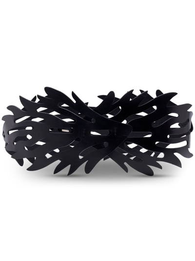 Shop Altuzarra Coral Leather Belt In Black