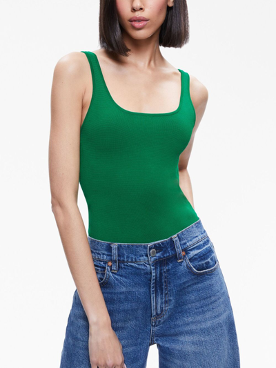 Shop Alice And Olivia Daryn Scoop-neck Knitted Top In Green