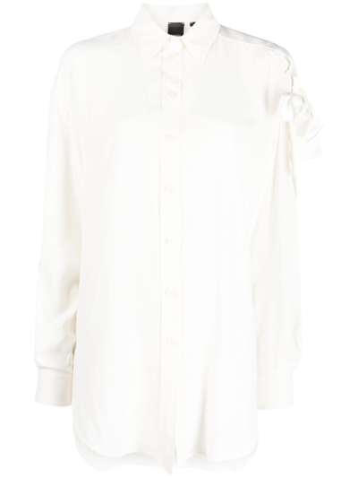 Shop Pinko Bow-detail Pointed-collar Shirt In White