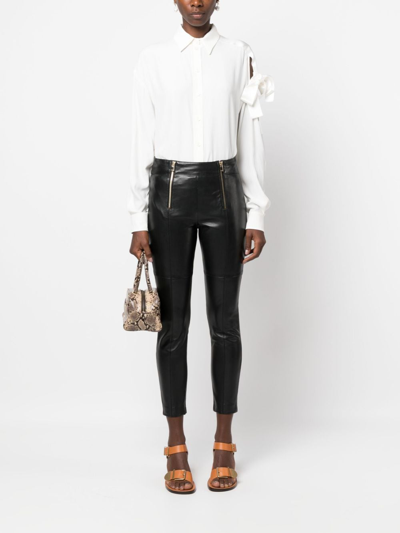 Pinko Bow-detail Pointed-collar Shirt In White