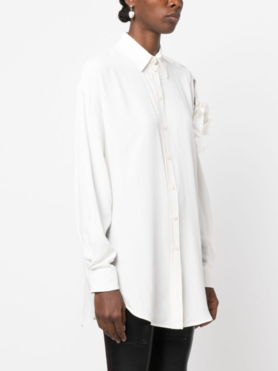 Shop Pinko Bow-detail Pointed-collar Shirt In White