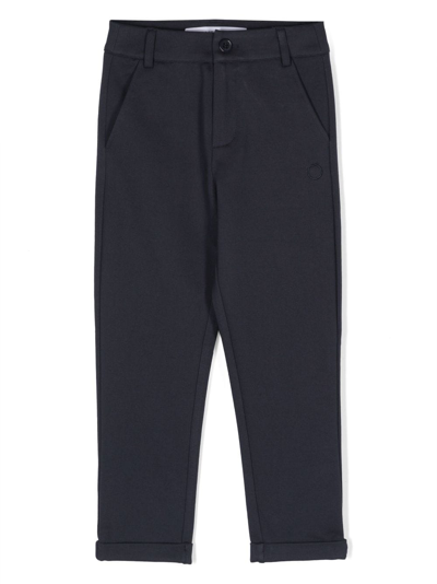 Shop Trussardi Junior Logo-embroidered Straight-leg Trousers In Blue