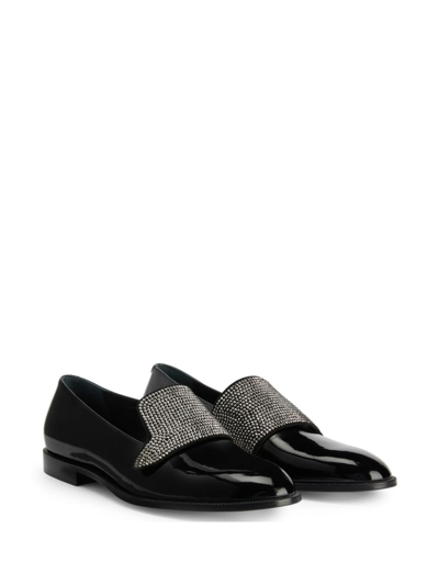 Giuseppe Zanotti Eflamm Crystal-embellished Loafers In Black