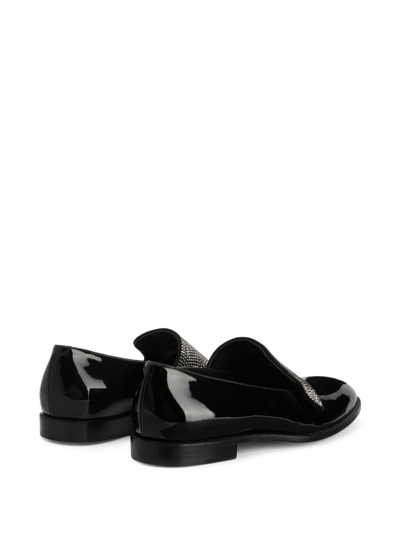 Shop Giuseppe Zanotti Eflamm Crystal-embellished Patent Loafers In Black