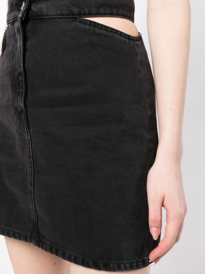 Shop Msgm Cut-out Denim Mini Skirt In Black