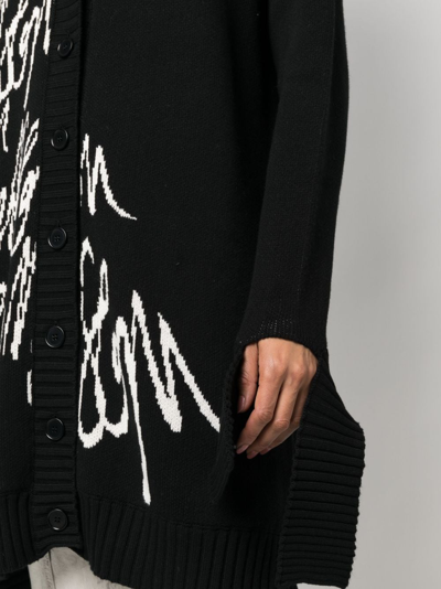 Shop Msgm Logo-intarsia Cotton Cardi-coat In Black
