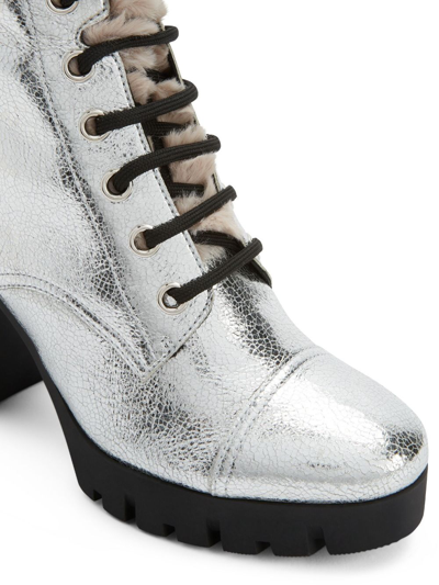 Shop Giuseppe Zanotti Moyra 90mm Metallic-effect Boots In Silver