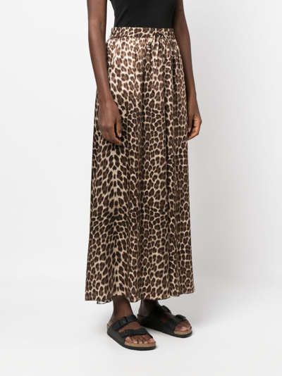 Shop P.a.r.o.s.h Leopard-print Silk Maxi Skirt In Brown