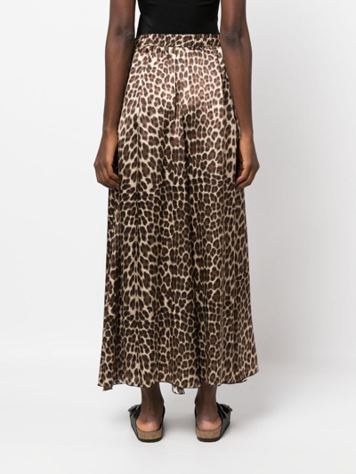 Shop P.a.r.o.s.h Leopard-print Silk Maxi Skirt In Brown