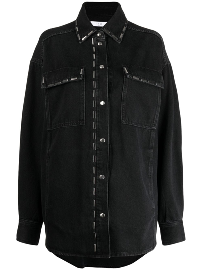 Shop Iro Danil Stud-embellished Denim Shirt In Black