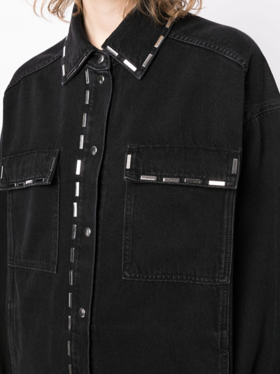 Shop Iro Danil Stud-embellished Denim Shirt In Black
