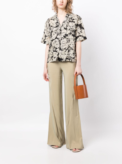 Anine Bing Hamilton Shirt In Black Floral Print In Black