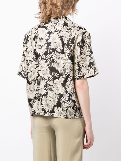 Anine Bing Hamilton Shirt In Black Floral Print In Black