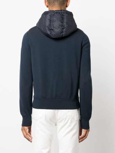 Shop Tom Ford Padded Drawstring-hooded Jacket In Blue