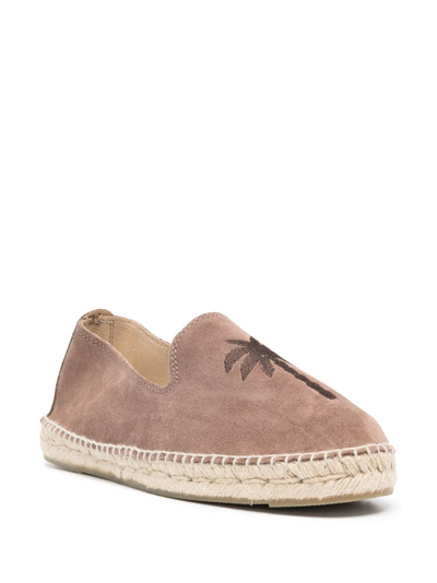 Shop Manebi Palm Tree-embroidered Suede Espadrilles In Brown