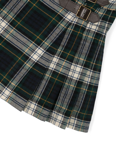 Shop Ralph Lauren Plaid Pleated Cotton Skirt In Green