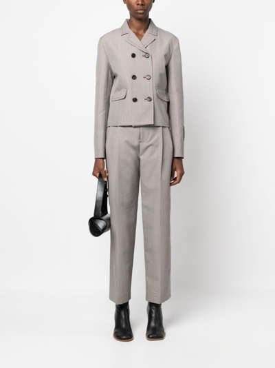 Shop Marni Houndstooth-pattern Double-breasted Blazer In Neutrals