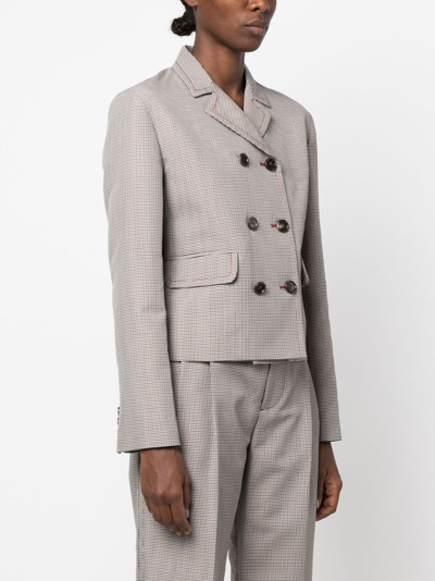 Shop Marni Houndstooth-pattern Double-breasted Blazer In Neutrals