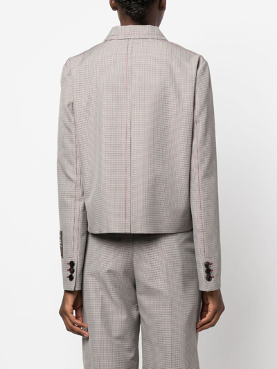 Shop Marni Houndstooth-pattern Double-breasted Blazer In Neutrals