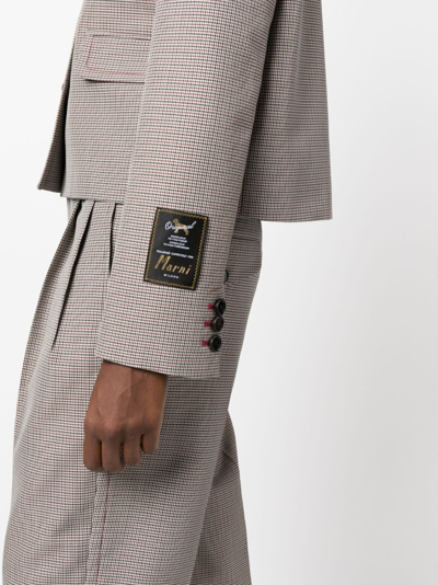 Marni Multicolor Houndstooth Wool Blend Single-breasted Blazer In Neutrals