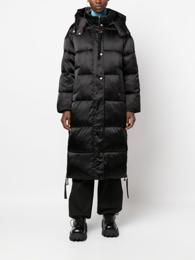 P.a.r.o.s.h Detachable-hood Long Padded Coat In Black