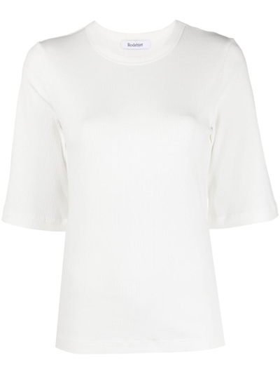 Shop Rodebjer Fine-ribbed Organic Cotton T-shirt In White