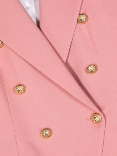 Shop Balmain Double-breasted Wool Blazer In Pink